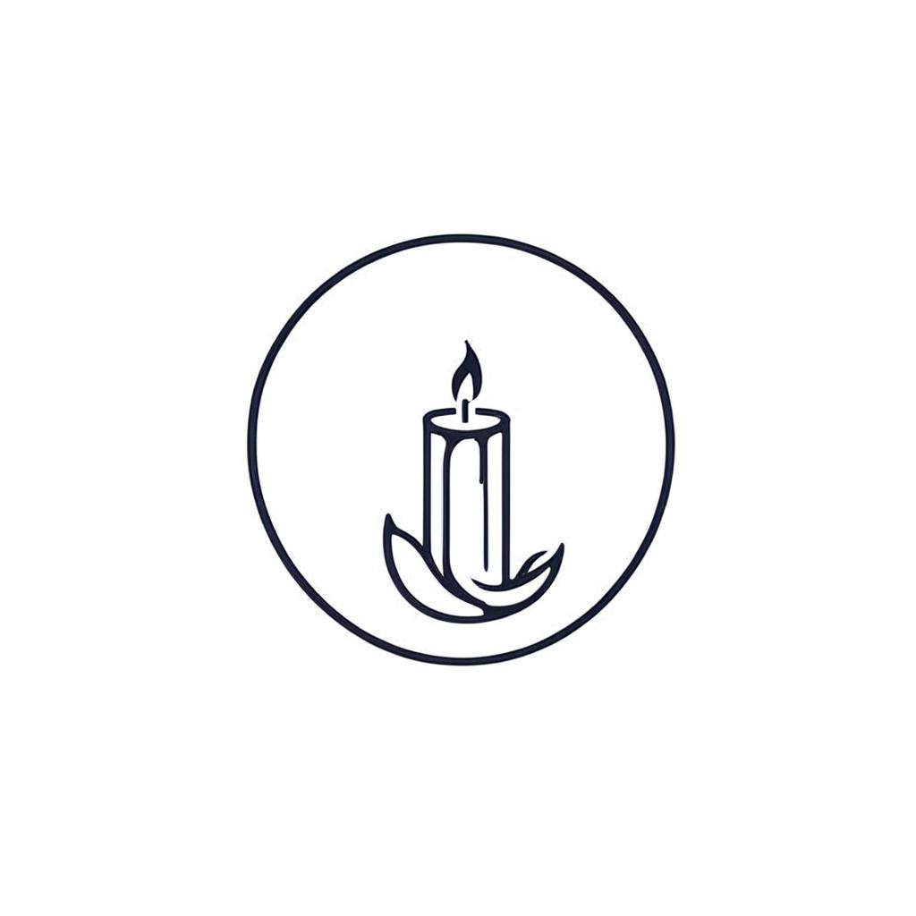 Extremely abstract single continuous line logo inspired by a candle.