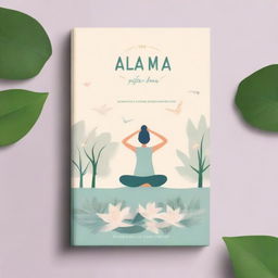 A serene and calming book cover for a yoga guide