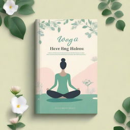 A serene and calming book cover for a yoga guide