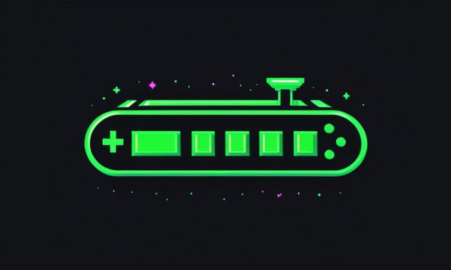 A 90s retro game loading screen logo inspired by SNES, featuring 'Loading...' in neon green pixelated font against a black background.