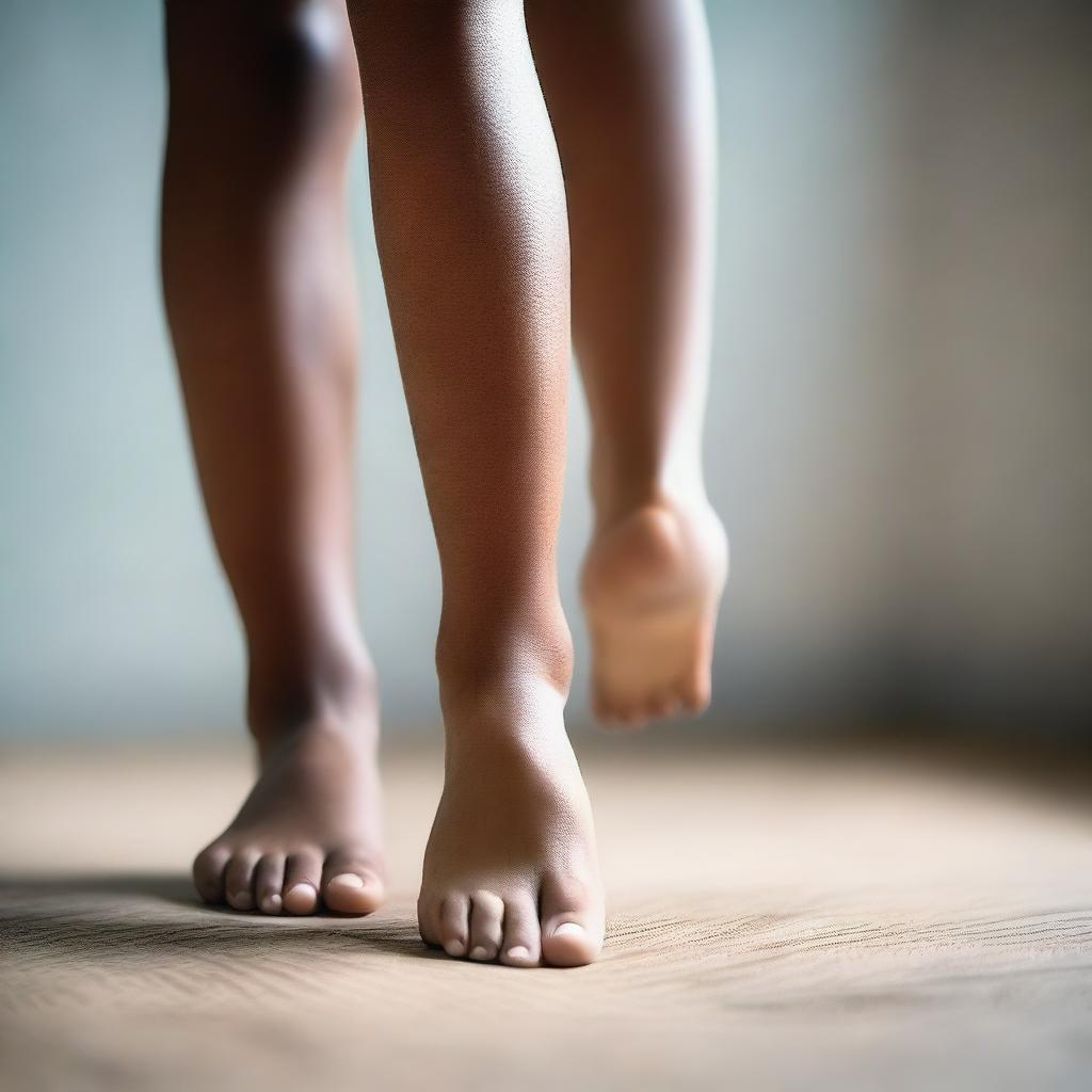 Create an image of a girl showcasing a deep feet arch