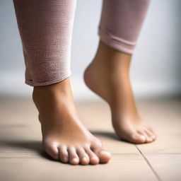 Create an image of a girl showcasing a deep feet arch