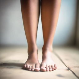 Create an image of a girl showcasing a deep feet arch