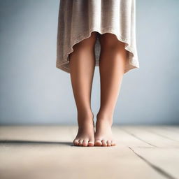 Create an image of a girl showcasing a deep feet arch