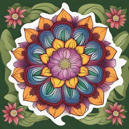 A detailed and vibrant illustration of a mandhara flower in full bloom, showcasing its intricate petals and rich colors