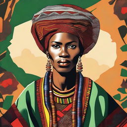 A beautiful and detailed illustration of a Fulani person in traditional attire