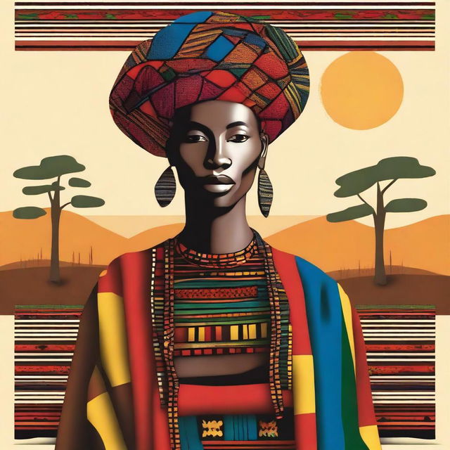 Create an illustration that showcases the traditional Fulani leppi fabric