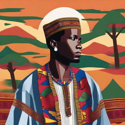 Create an illustration that showcases the traditional Fulani leppi fabric