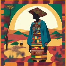 Create an illustration that showcases the traditional Fulani leppi fabric