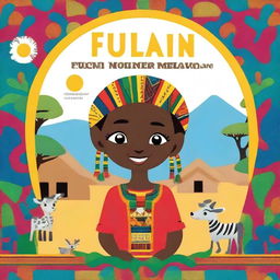 Design a vibrant and engaging book cover for a children's book about Fulani culture