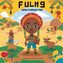 Design a vibrant and engaging book cover for a children's book about Fulani culture