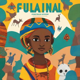 Design a vibrant and engaging book cover for a children's book about Fulani culture