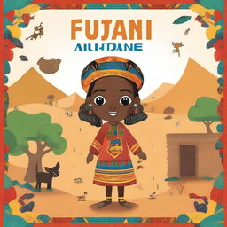 Design a vibrant and engaging book cover for a children's book about Fulani culture