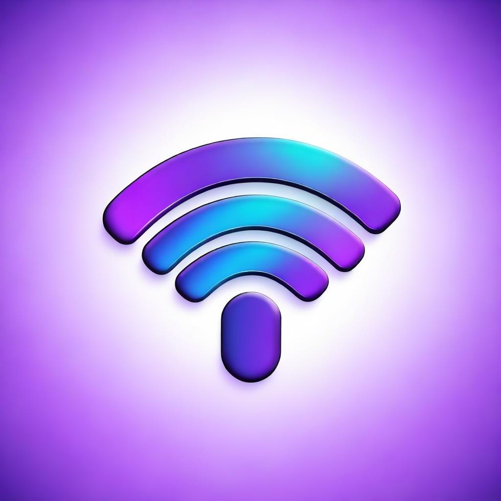 A modern and sleek illustration of a WiFi symbol, with vibrant colors and a glowing effect