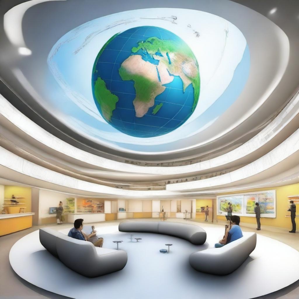 Create a vibrant and immersive 3D digital learning world within a circular environment