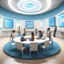 Create a vibrant and immersive 3D digital learning world within a circular environment