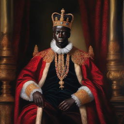 An oil painting depicting Bukayo Saka, the English footballer, as the King of England