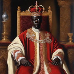 An oil painting depicting Bukayo Saka, the English footballer, as the King of England