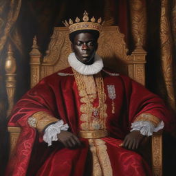 An oil painting depicting Bukayo Saka, the English footballer, as the King of England