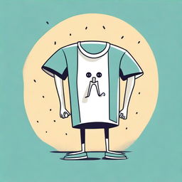 A whimsical and surreal illustration of a t-shirt wearing a person