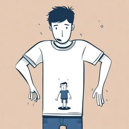 A whimsical and surreal illustration of a t-shirt wearing a person