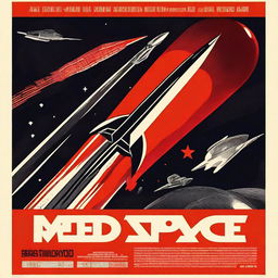 A 1950s-style poster for a film titled 'Red Space' depicting the Soviet Union in a negative light