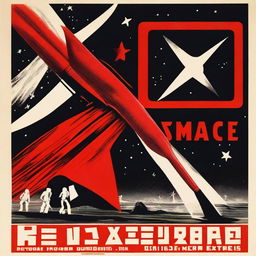 A 1950s-style poster for a film titled 'Red Space' depicting the Soviet Union in a negative light