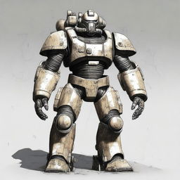 A highly detailed illustration of T-51 power armor