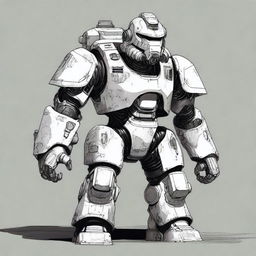 A highly detailed illustration of T-51 power armor