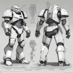 A highly detailed illustration of T-51 power armor