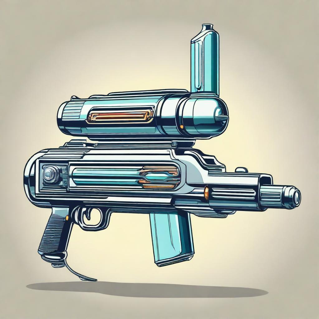 A highly detailed illustration of a retro plasma rifle