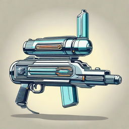 A highly detailed illustration of a retro plasma rifle