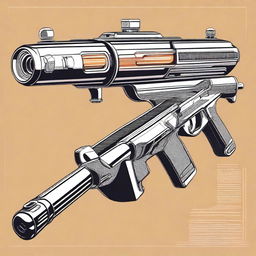 A highly detailed illustration of a retro plasma rifle