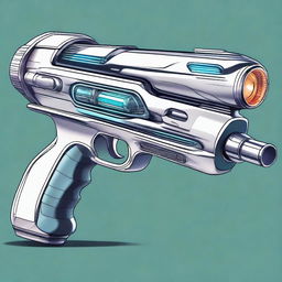 A highly detailed illustration of a retro plasma rifle