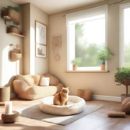 A cozy pet room designed specifically for a cat