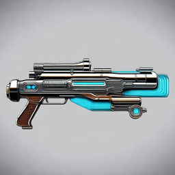 A detailed illustration of a retrofuturistic plasma rifle