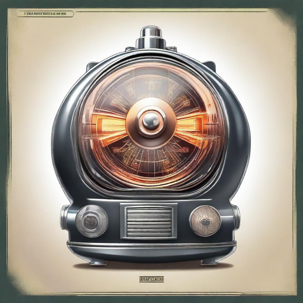A highly detailed illustration of a 1950s style Plasma caster