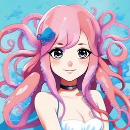 Create an image of a waifu with octopus features