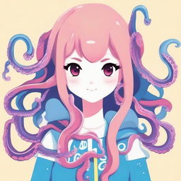 Create an image of a waifu with octopus features