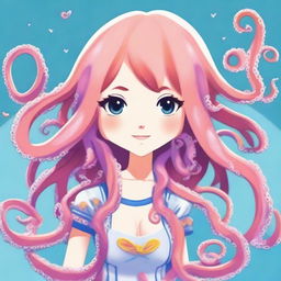 Create an image of a waifu with octopus features