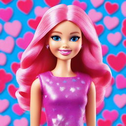 Create an image of a young girl transformed into a Barbie doll