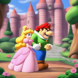 Bowser and Princess Peach from the Mario universe are depicted in an emotional breakup scene