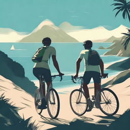 Create a movie poster of Elba Island featuring two men on bikes at the bottom part of the poster