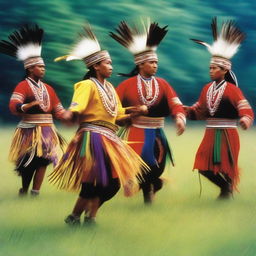 A traditional Grass Dance performed by the Ojibwe (Chippewa) tribe