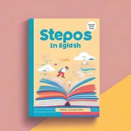 Create an educational book cover entitled 'Steps in English' by Mr