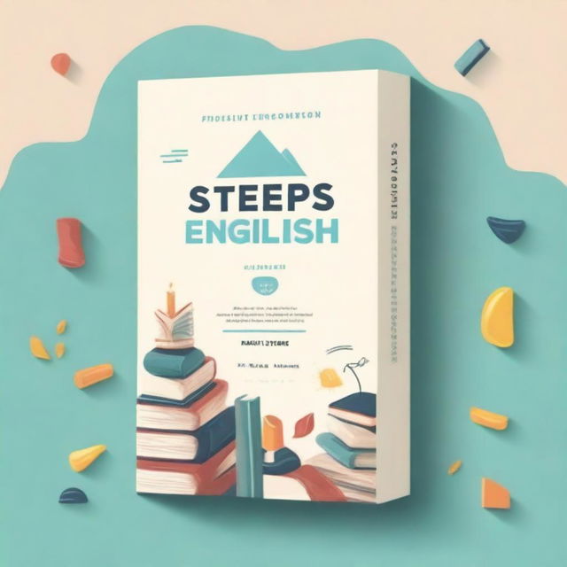 Create a book cover for an English book titled 'Steps in English'