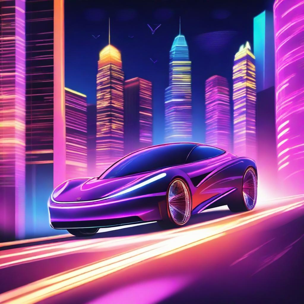 A poster featuring a futuristic car driving back in time