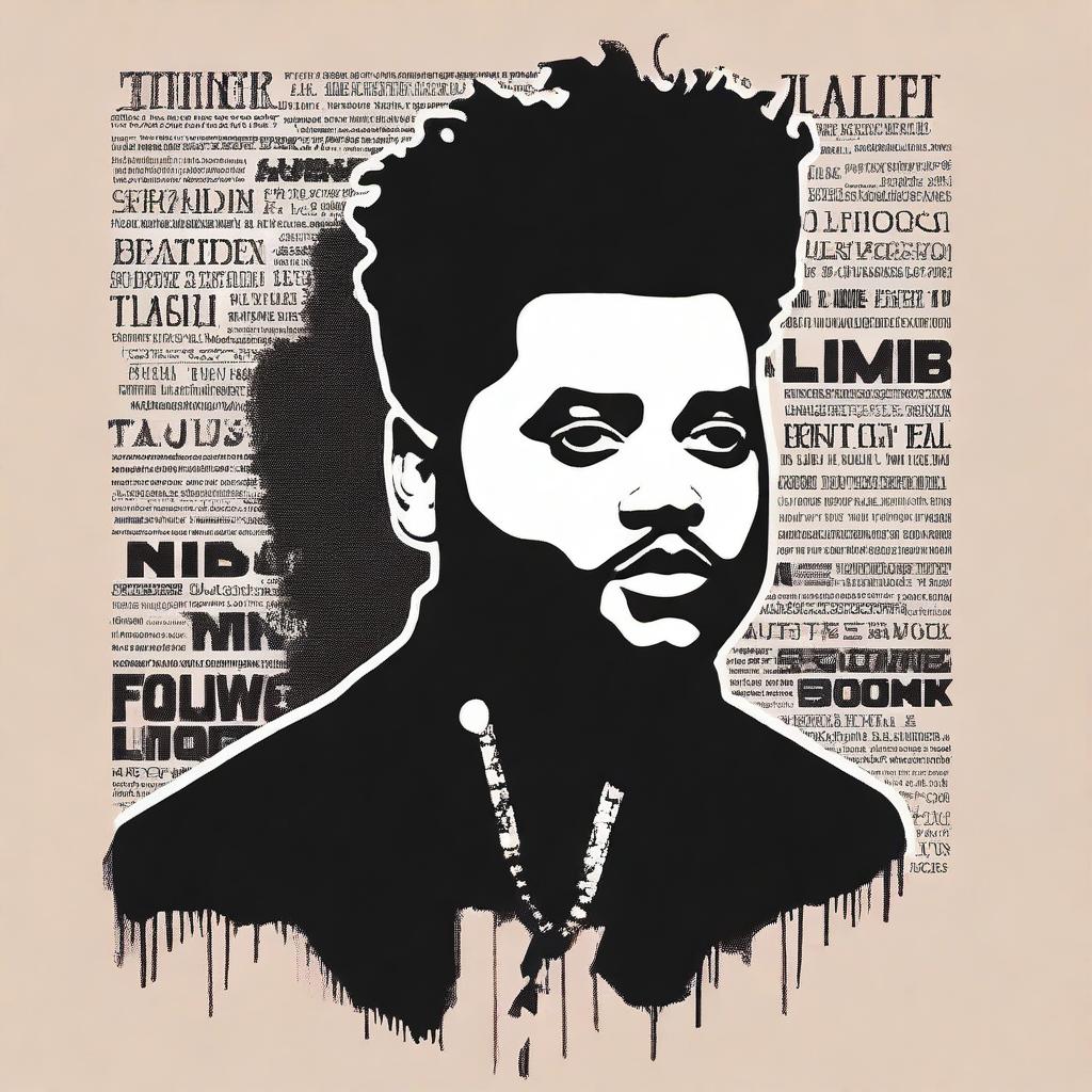 Create an image of The Weeknd with the text 'Talluv Limbb'