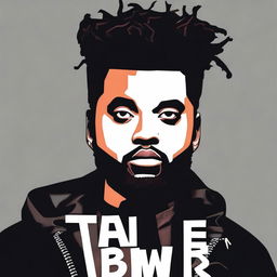 Create an image of The Weeknd with the text 'Talluv Limbb'