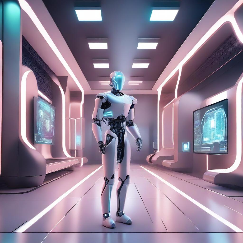 Create an image showcasing futuristic technology in a sleek, modern environment